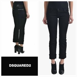 DSQUARED2 Sexy Rolled Up Flare Jean Black Cropped Size 4 Low Rise